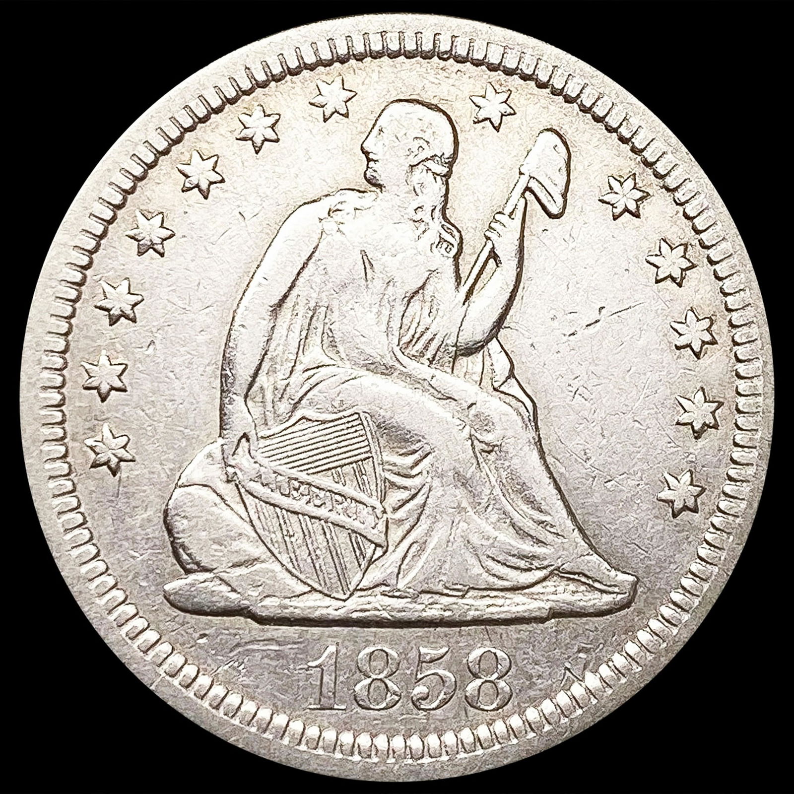 1858 Seated Liberty Quarter CLOSELY UNCIRCULATED (1 of 2)