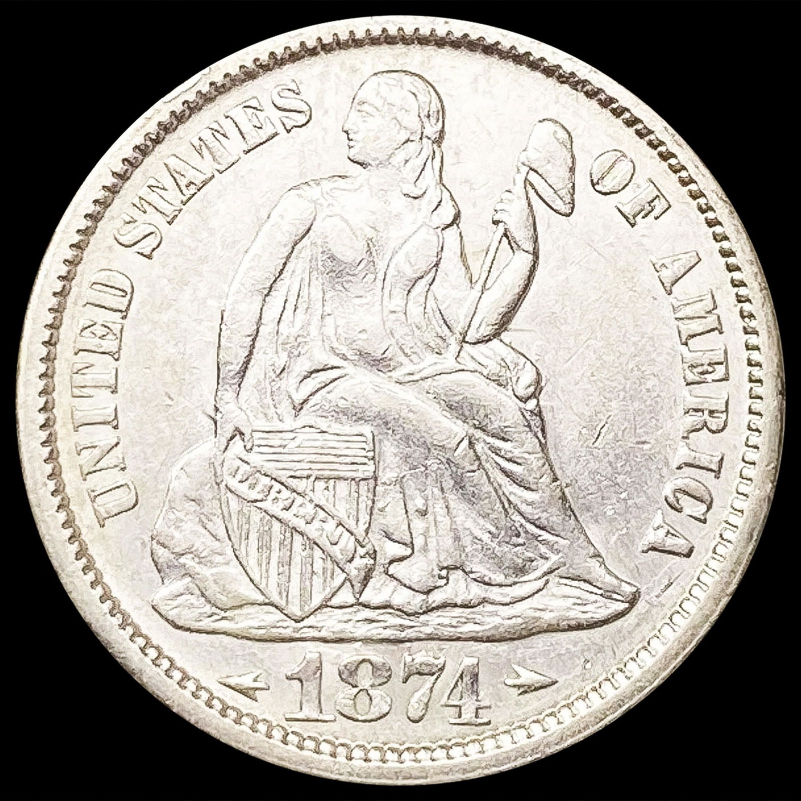 1874 Arws Seated Liberty Dime UNCIRCULATED (1 of 2)
