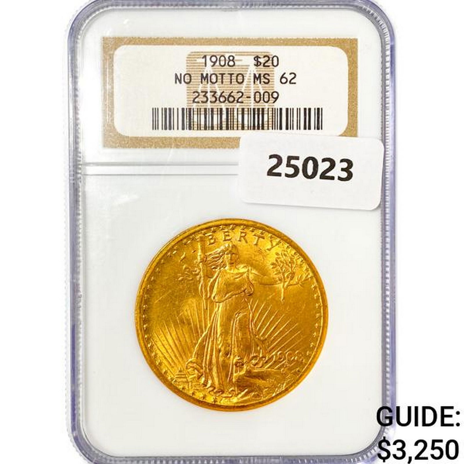 1908 $20 Gold Double Eagle NGC MS62 No Motto (1 of 2)