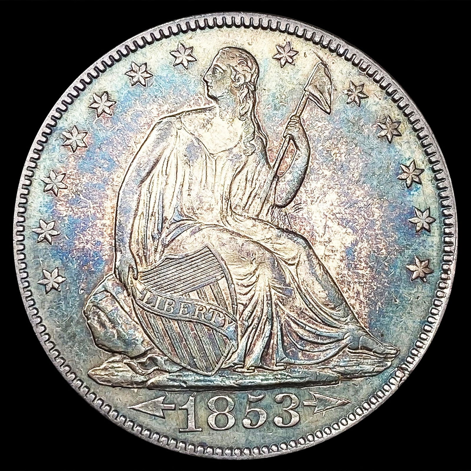 1853 Arws & Rays Seated Liberty Half Dollar UNCIRC (1 of 2)