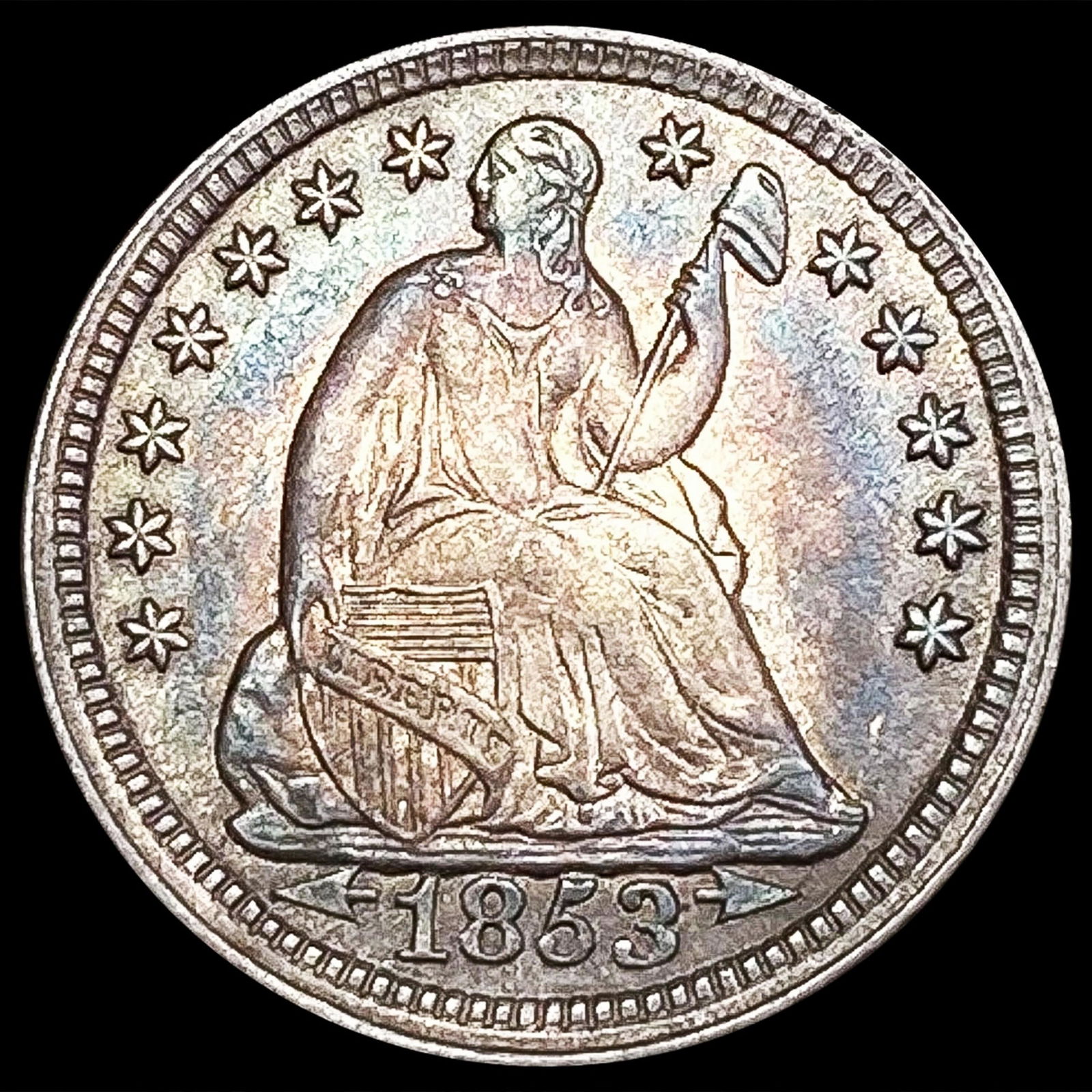 1853 Arws Seated Liberty Half Dime UNCIRCULATED (1 of 2)