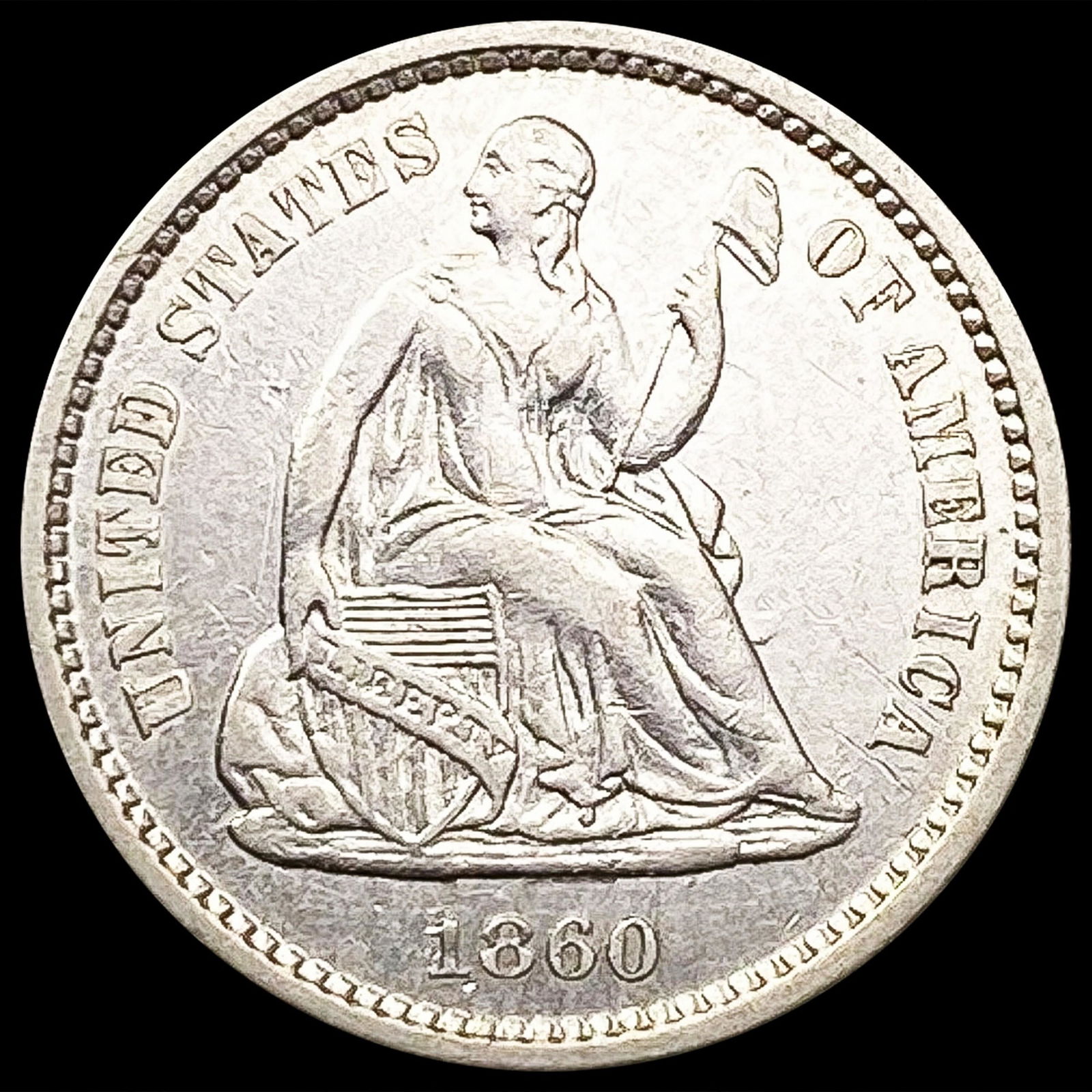 1860-O Seated Liberty Half Dime CLOSELY UNCIRCULAT (1 of 2)