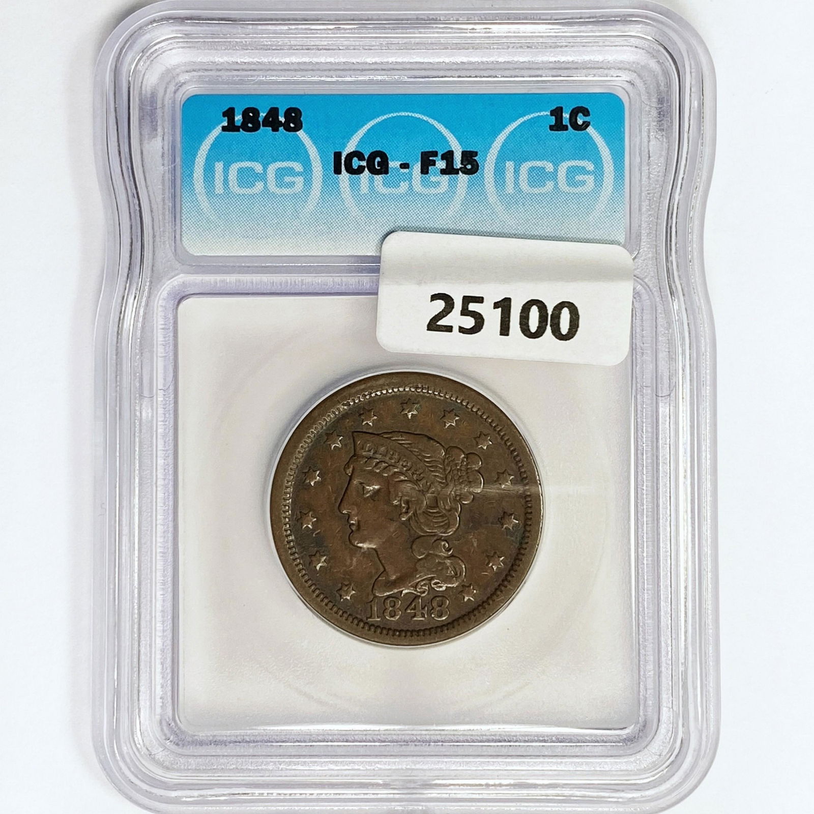 1848 Large Cent ICG F15 (1 of 2)