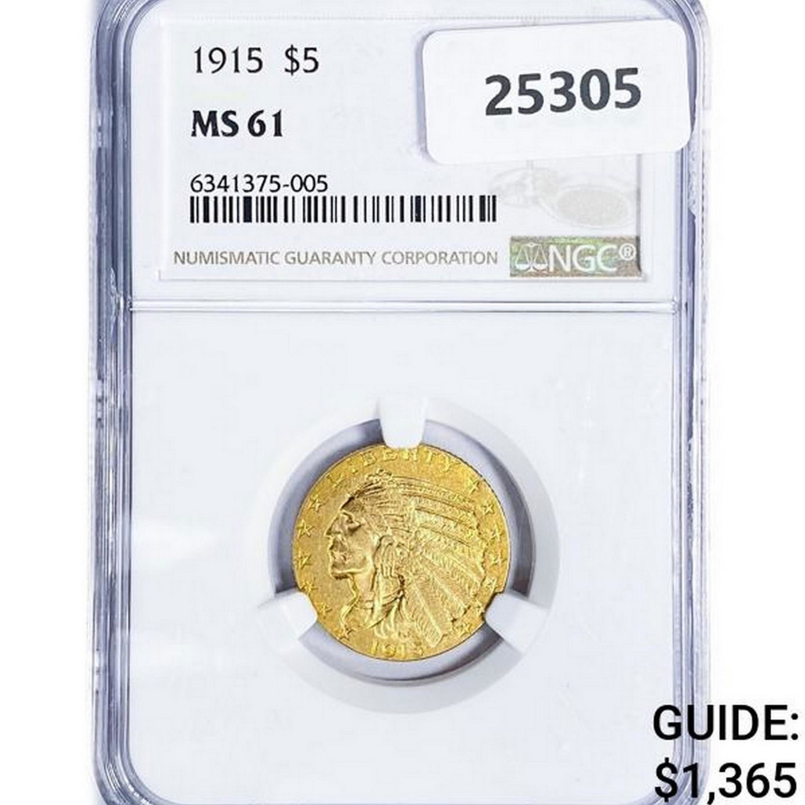 1915 $5 Gold Half Eagle NGC MS61 (1 of 2)