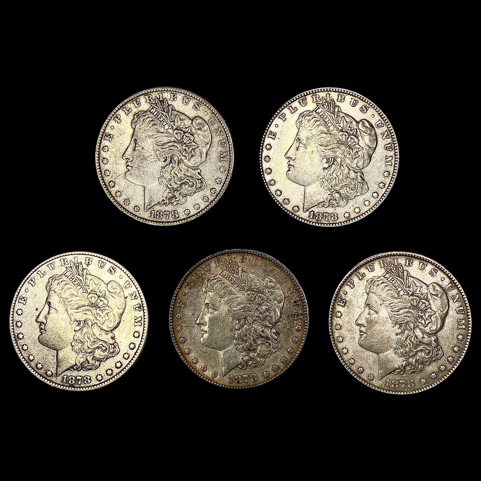 1878 Morgan Silver Dollars (5 Coins) HIGH GRADE (1 of 2)