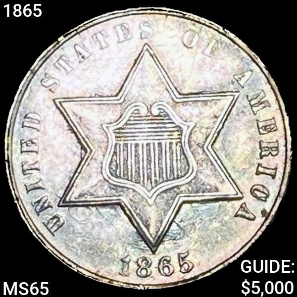 1865 Silver Three Cent GEM BU (1 of 2)