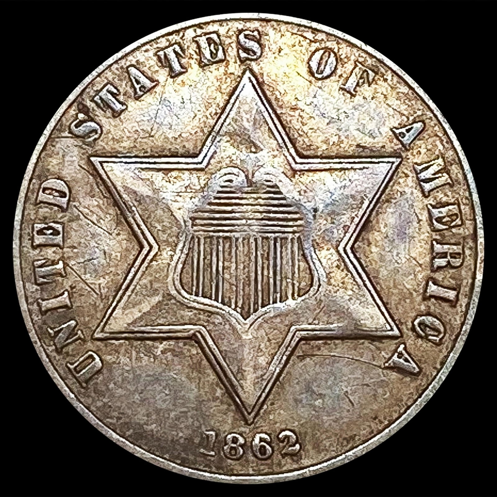 1862/1 Silver Three Cent CLOSELY UNCIRCULATED (1 of 2)