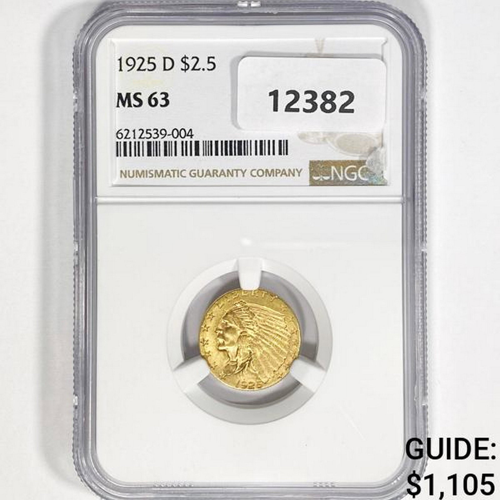 1925-D $2.50 Gold Quarter Eagle NGC MS63: 1925-D $2.50 Gold Quarter Eagle NGC MS63