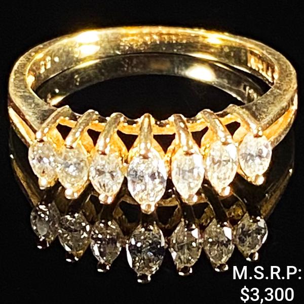 2.6 DWT 14 KT Gold Ring w/ Diamonds Sz: 7 (1 of 3)