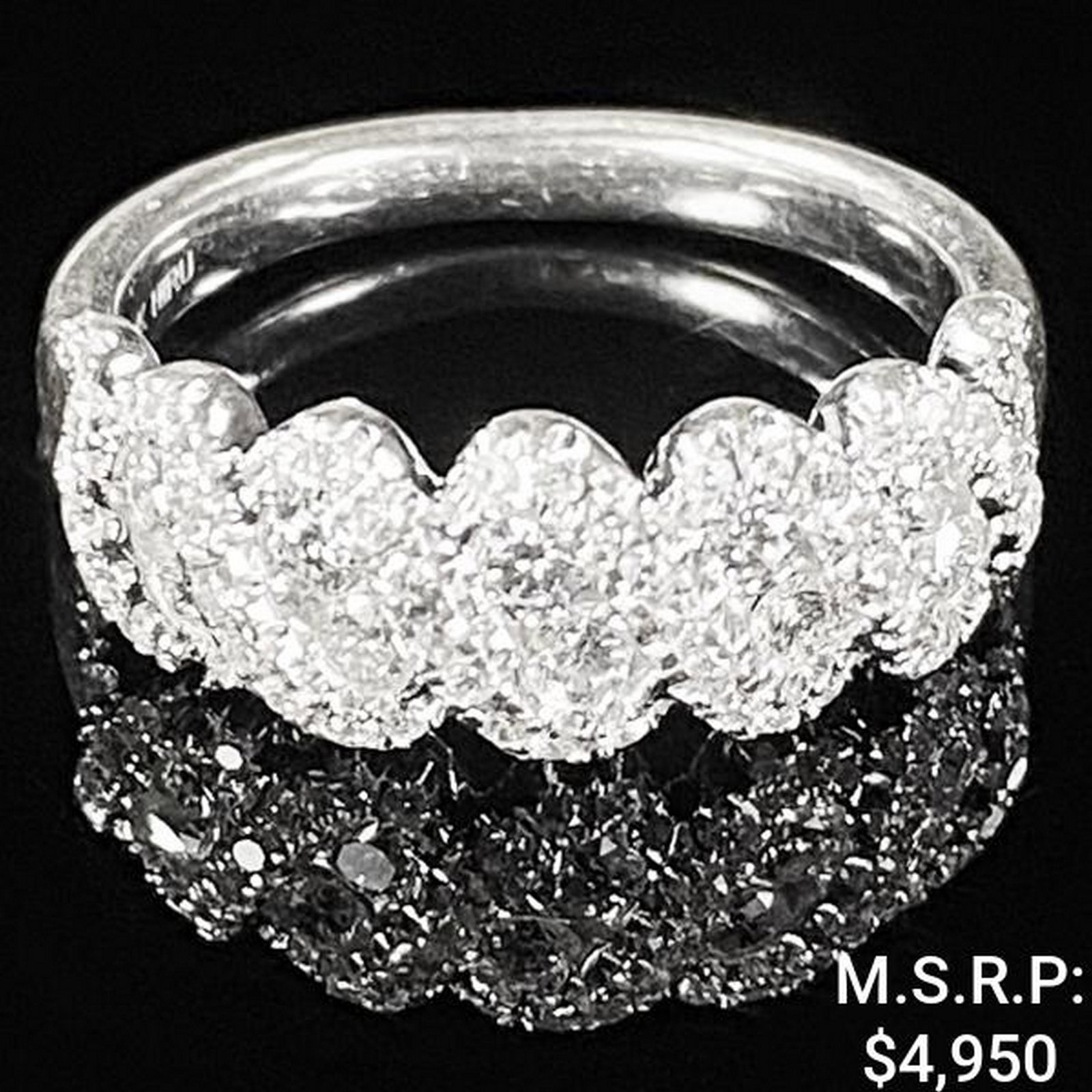 3.1 DWT 14 KT Wht Gold w/ Diamond Ring Sz:6.5 (1 of 3)