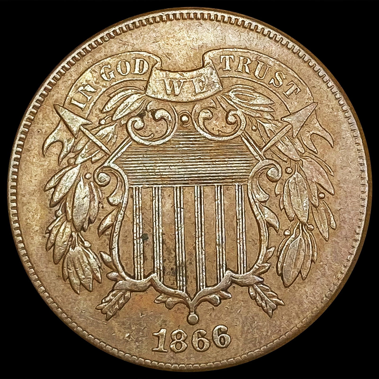 1866 Two Cent Piece NEARLY UNCIRCULATED (1 of 2)