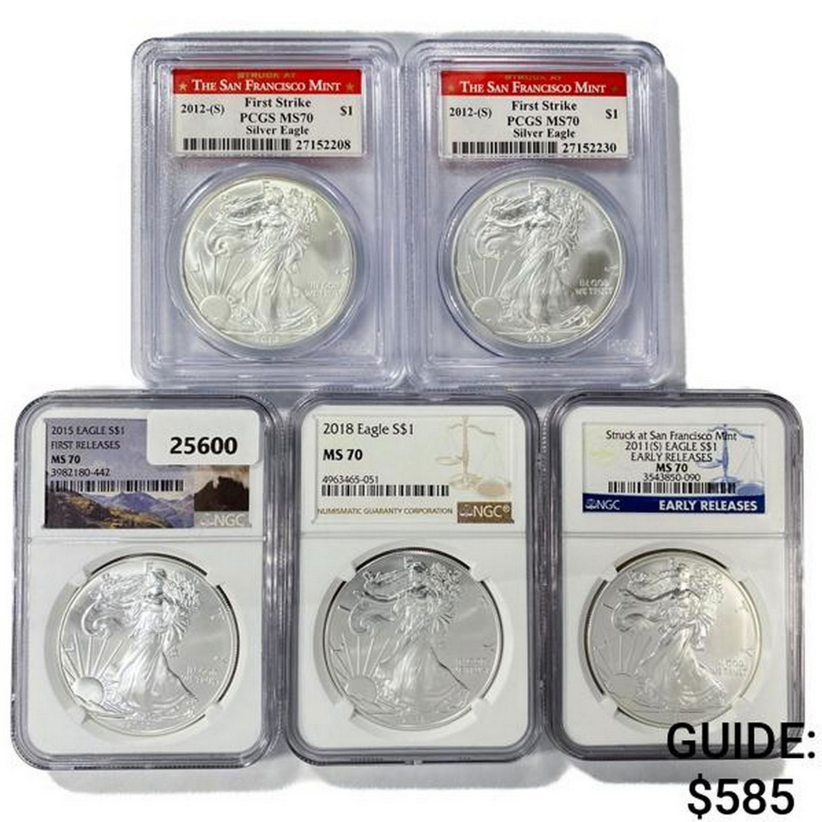 2011-2018 Set (5) American Silver Eagles MS70 (1 of 2)