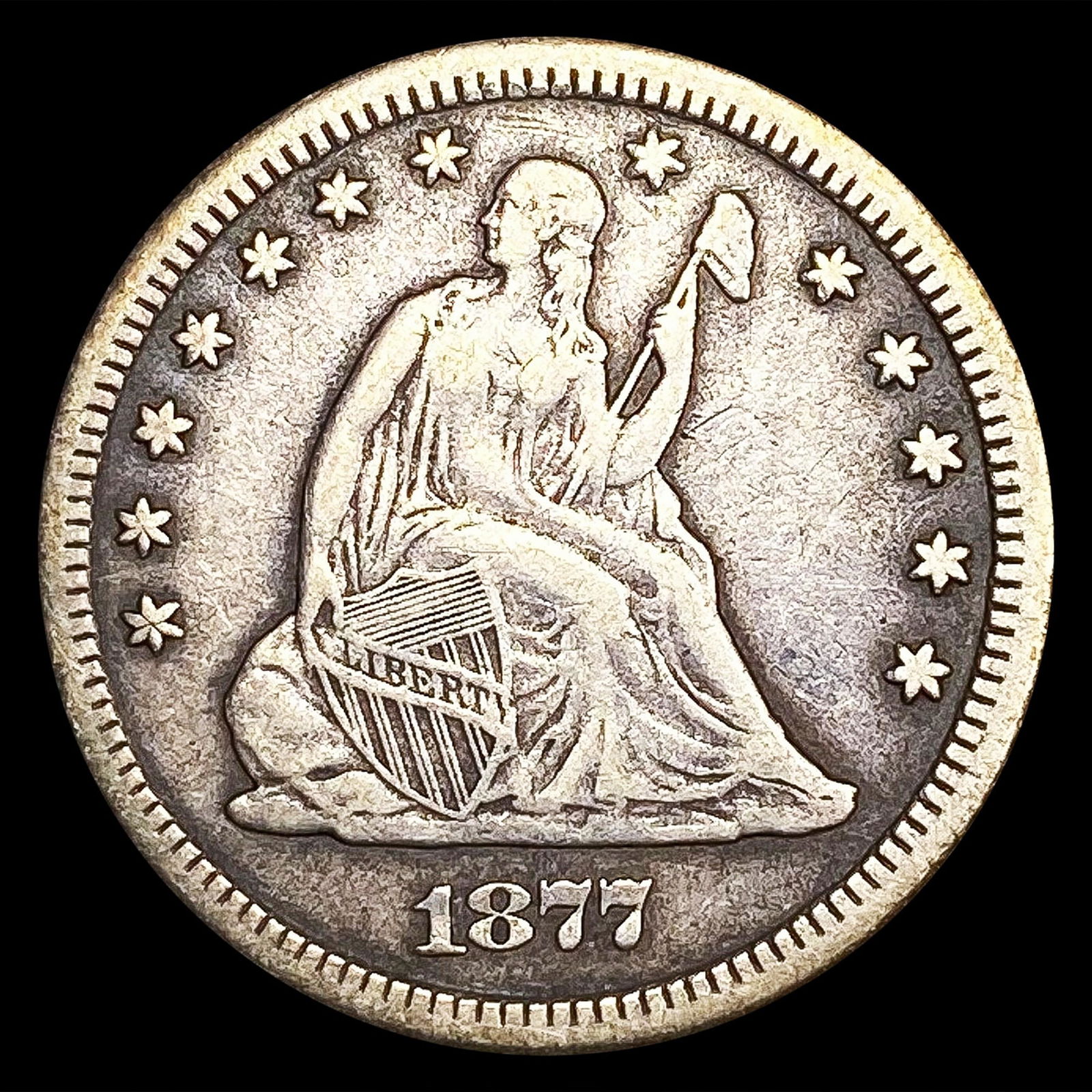 1877-CC Seated Liberty Quarter NEARLY UNCIRCULATED (1 of 2)