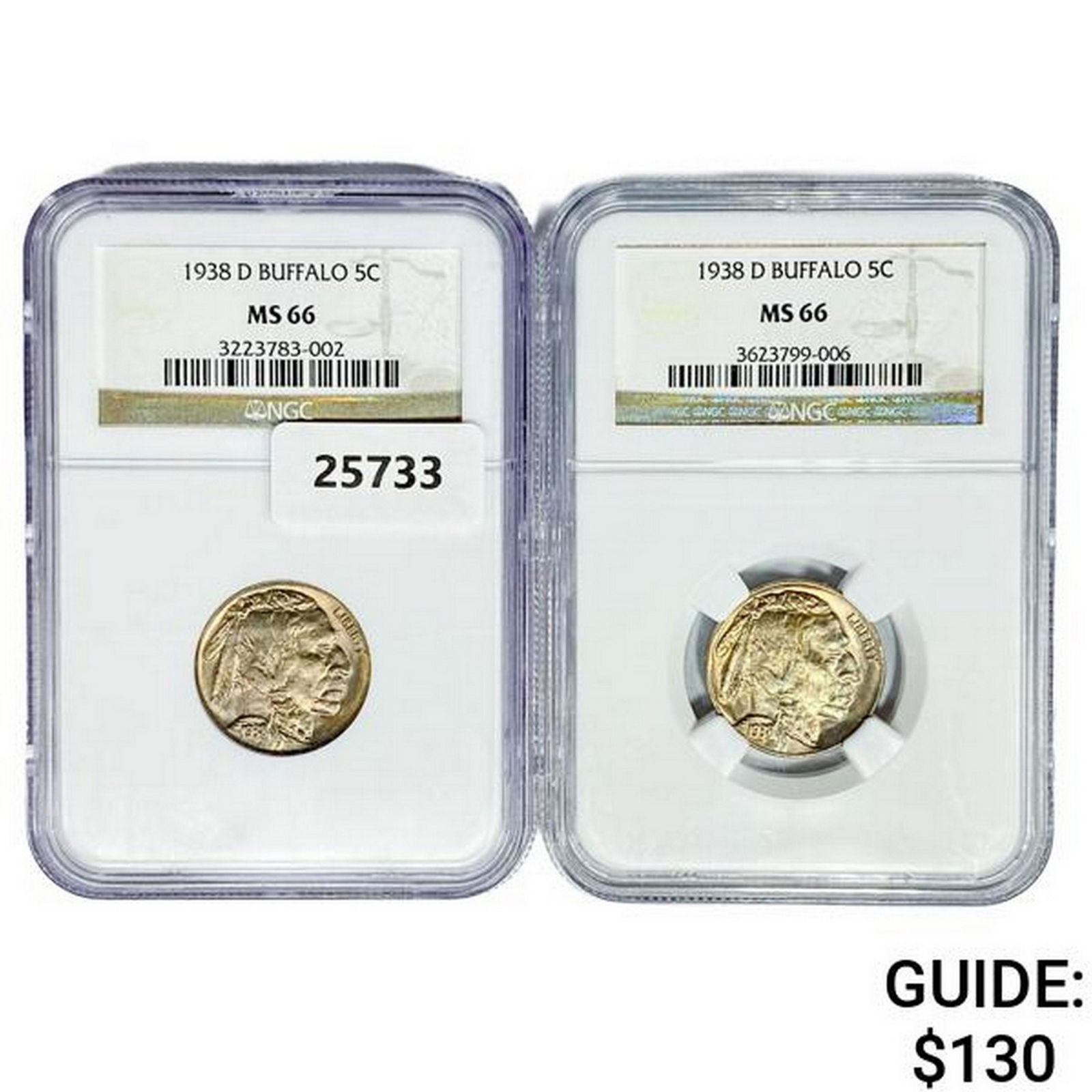 1938-D Set (2) Buffalo Nickel NGC MS66 (1 of 2)