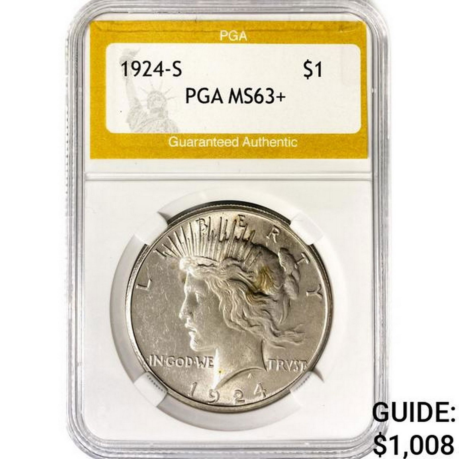 1924-S Silver Peace Dollar PGA MS63+ (1 of 2)