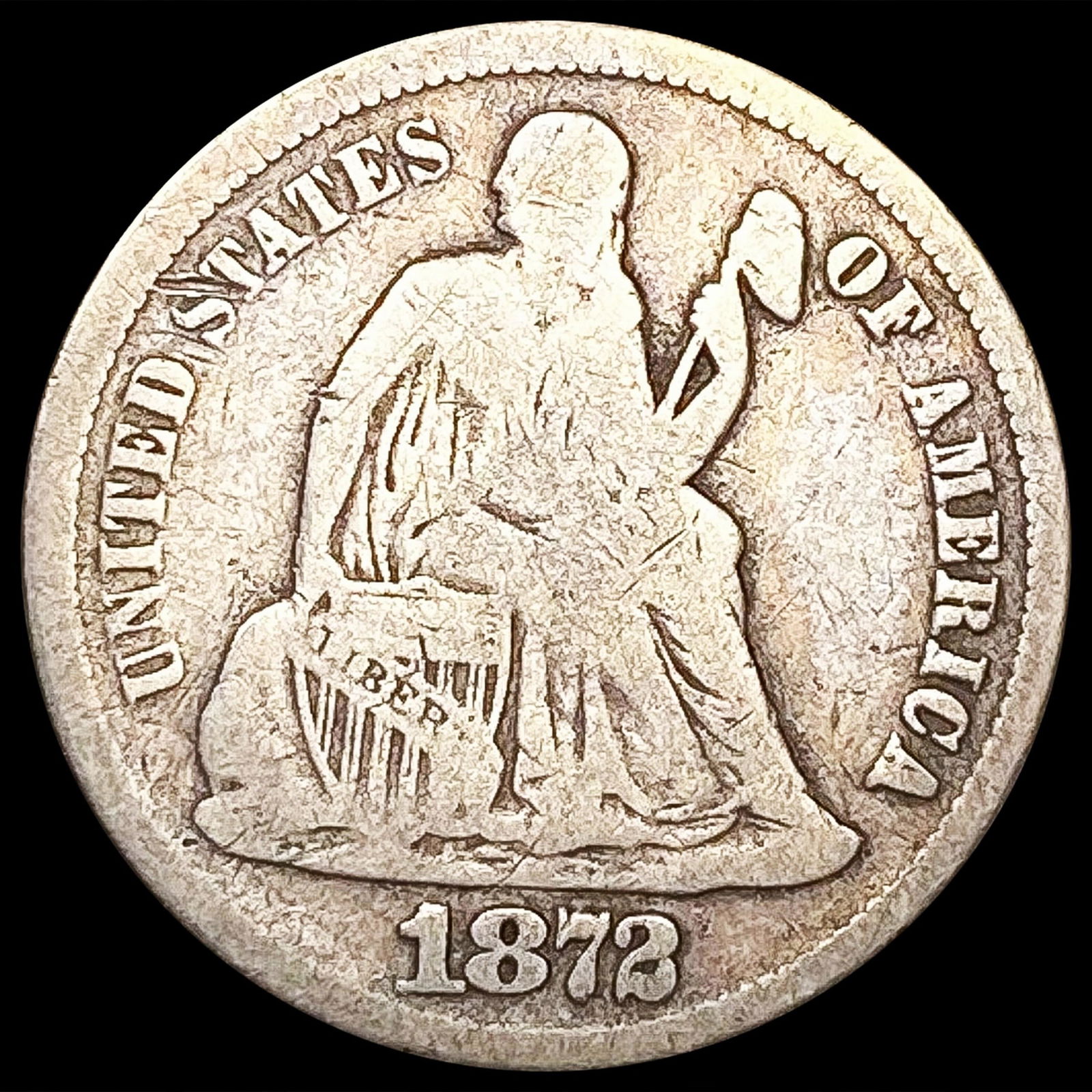 1872-S Seated Liberty Dime NICELY CIRCULATED (1 of 2)