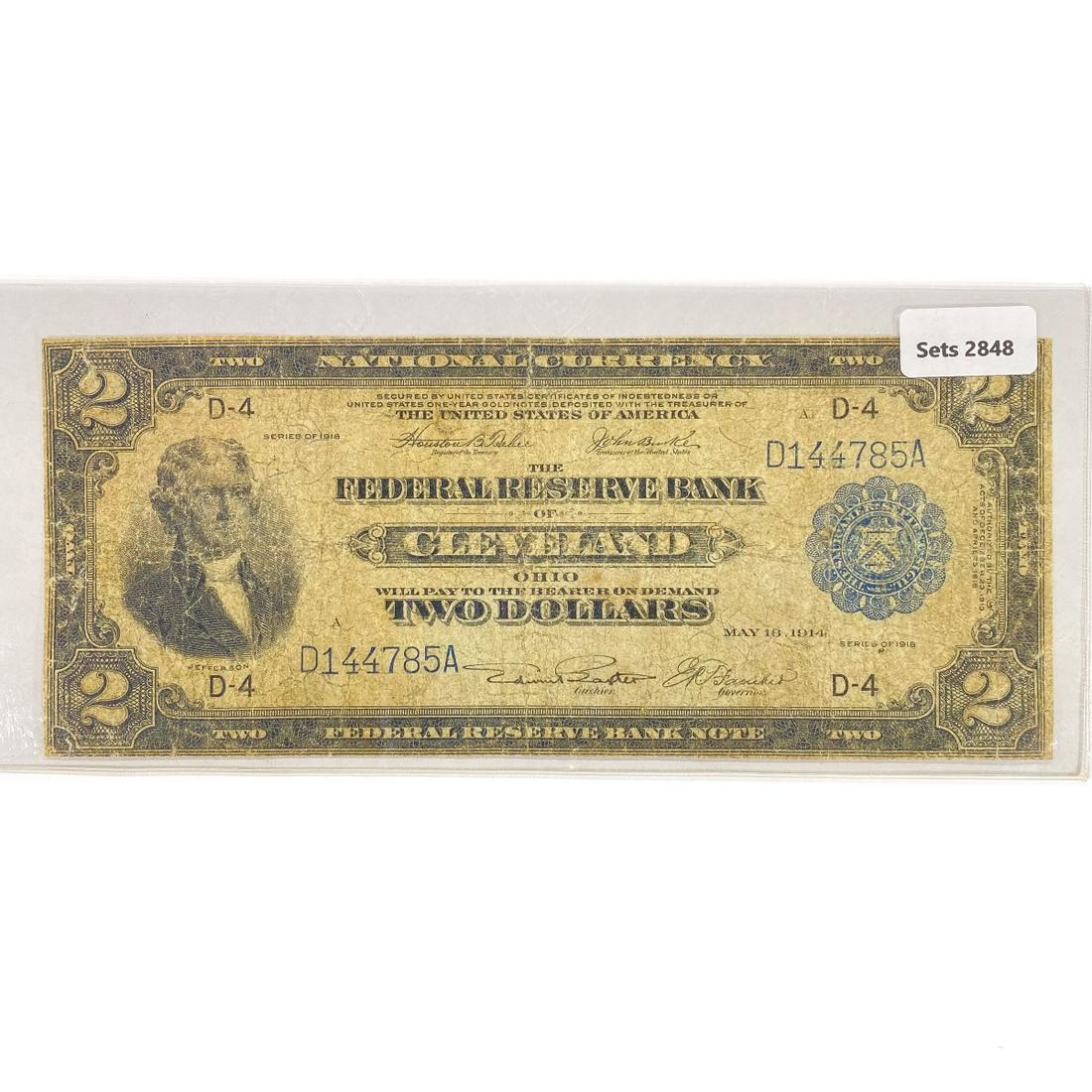 1918 LG Cleveland Bank, OH $2 Legal Tender Note (1 of 2)
