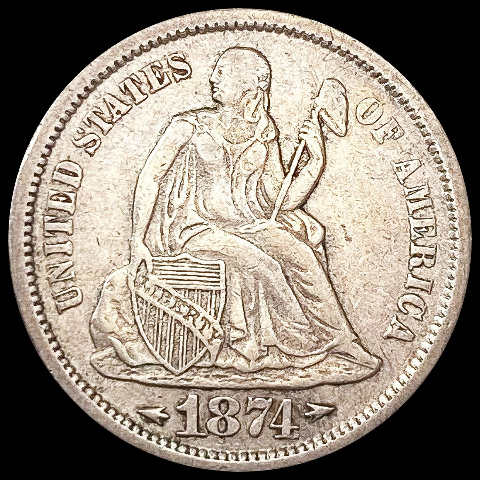 1874-S Seated Liberty Dime LIGHTLY CIRCULATED (1 of 2)