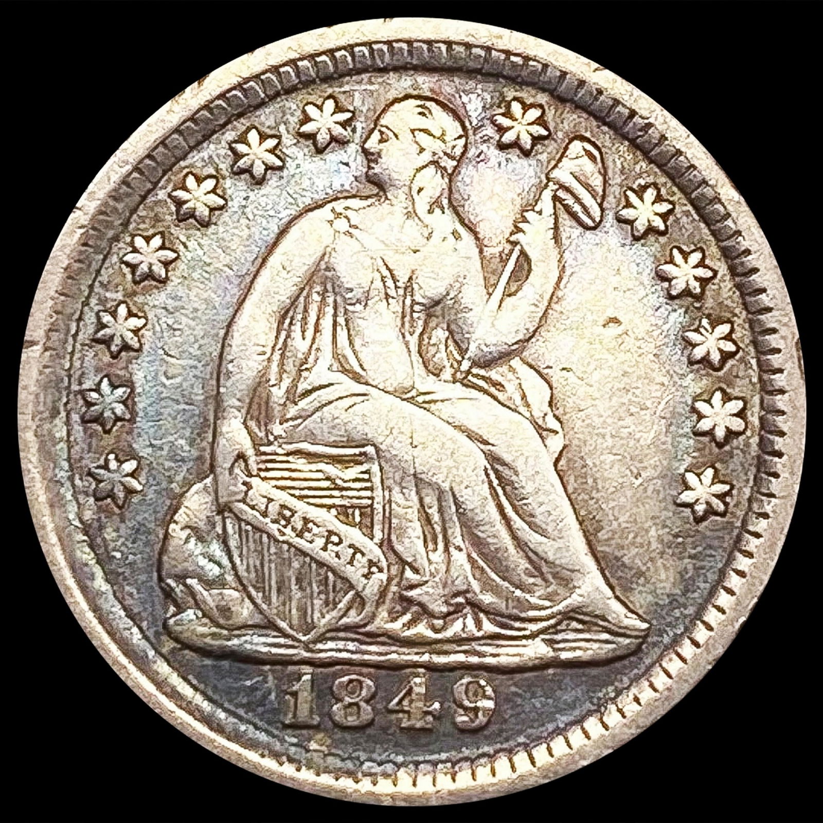 1849 Seated Liberty Half Dime NEARLY UNCIRCULATED (1 of 2)