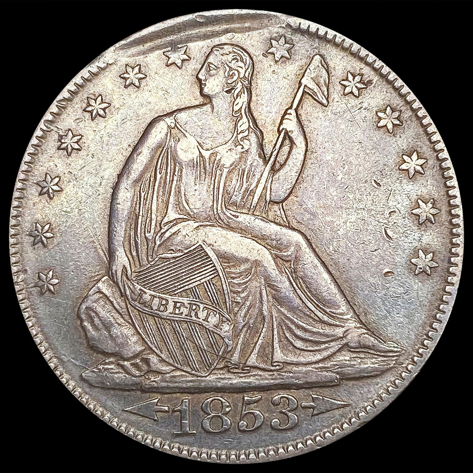 1853 Arws & Rays Seated Liberty Half Dollar CLOSEL (1 of 2)