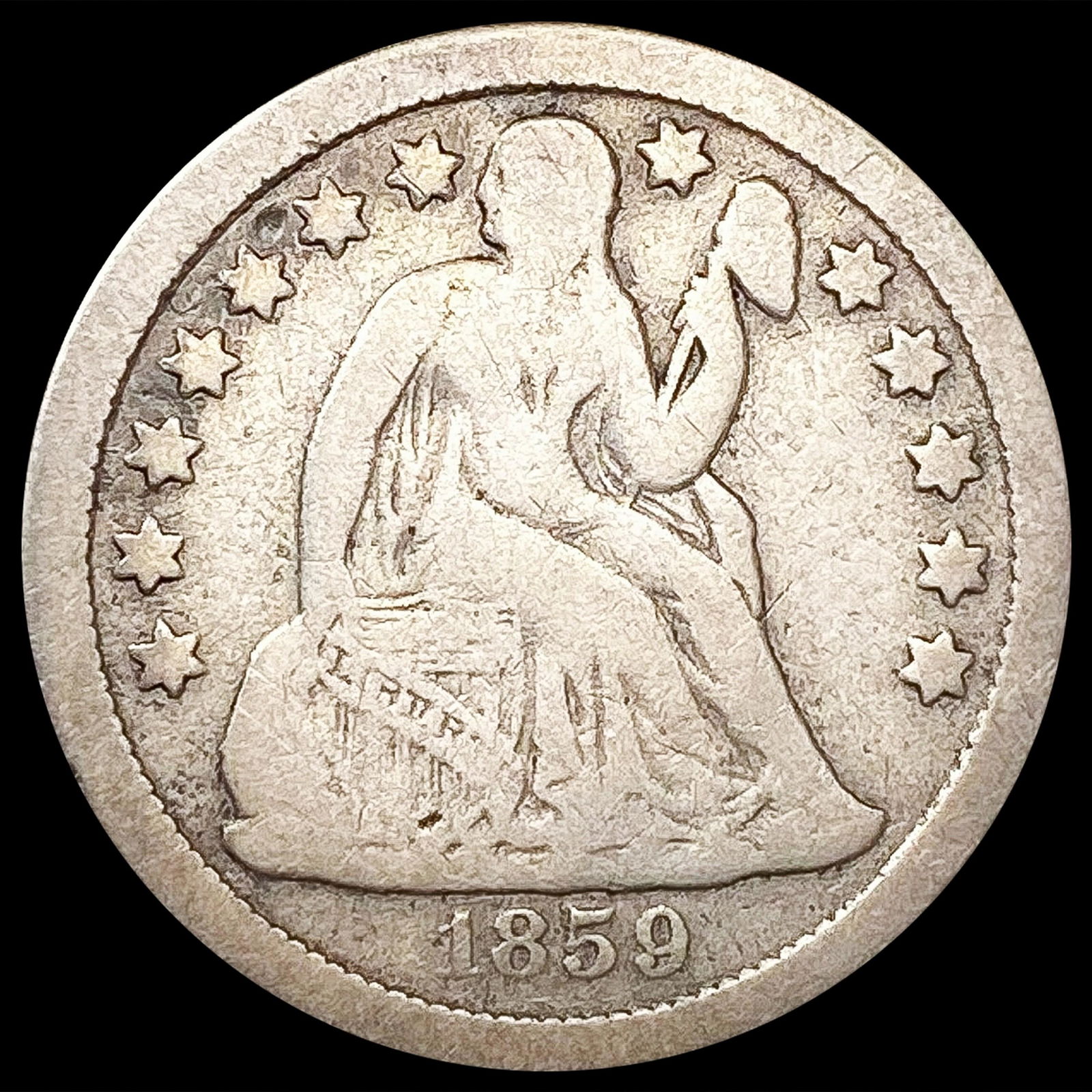 1859-S Seated Liberty Dime NICELY CIRCULATED (1 of 2)