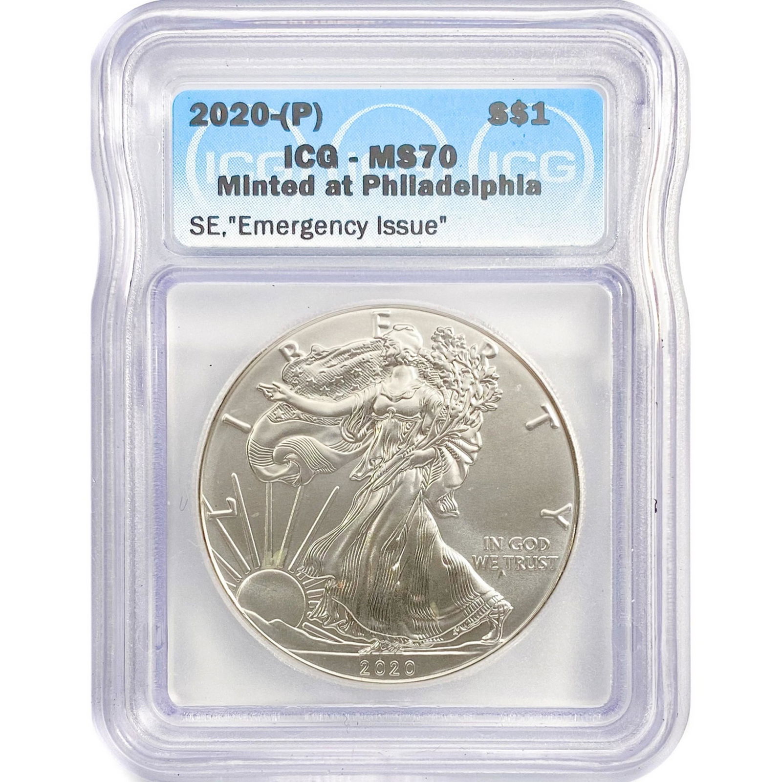 2020-P 5 Coin American Silver Eagle Set ICG MS70 (1 of 2)