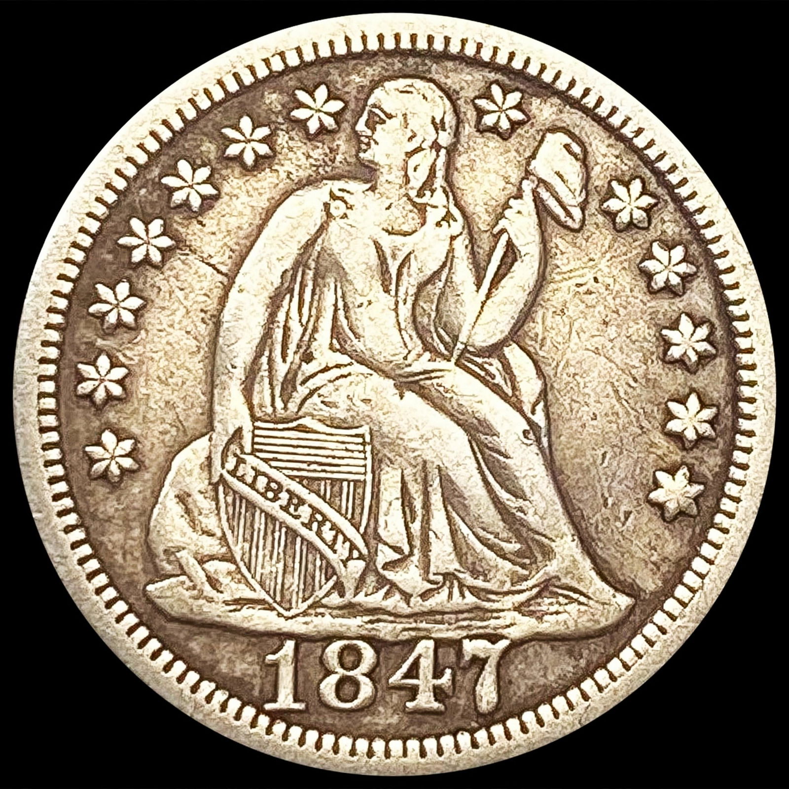 1847 Seated Liberty Dime ABOUT UNCIRCULATED (1 of 2)