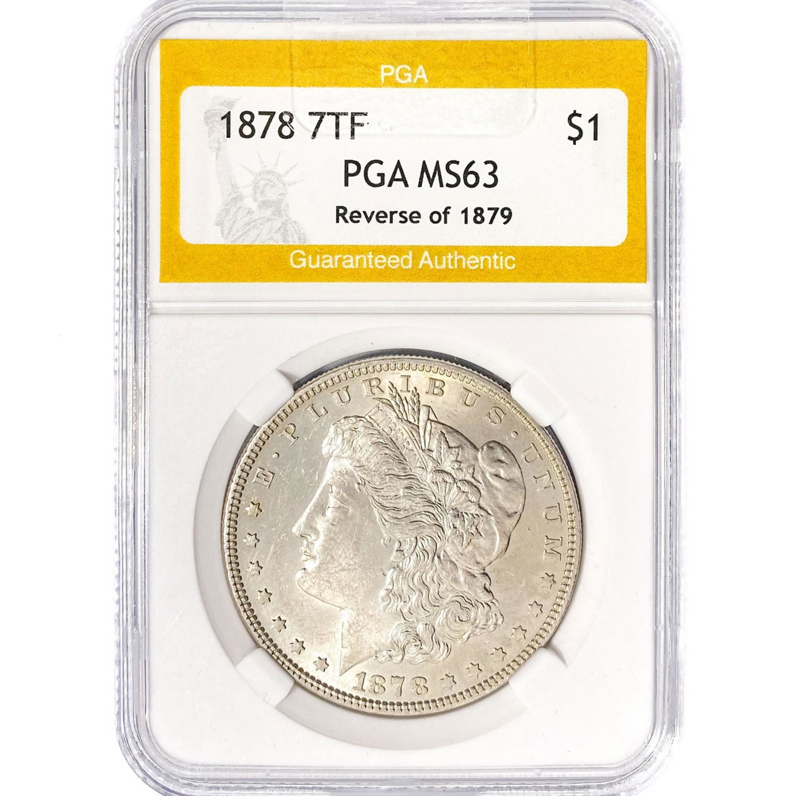 1878 7TF Morgan Silver Dollar PGA MS63 Rev of 79 (1 of 2)
