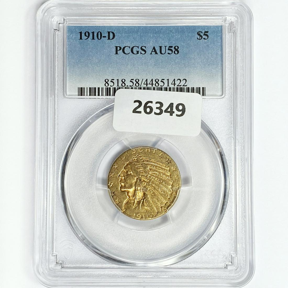 1910-D $5 Gold Half Eagle PCGS AU58 (1 of 2)