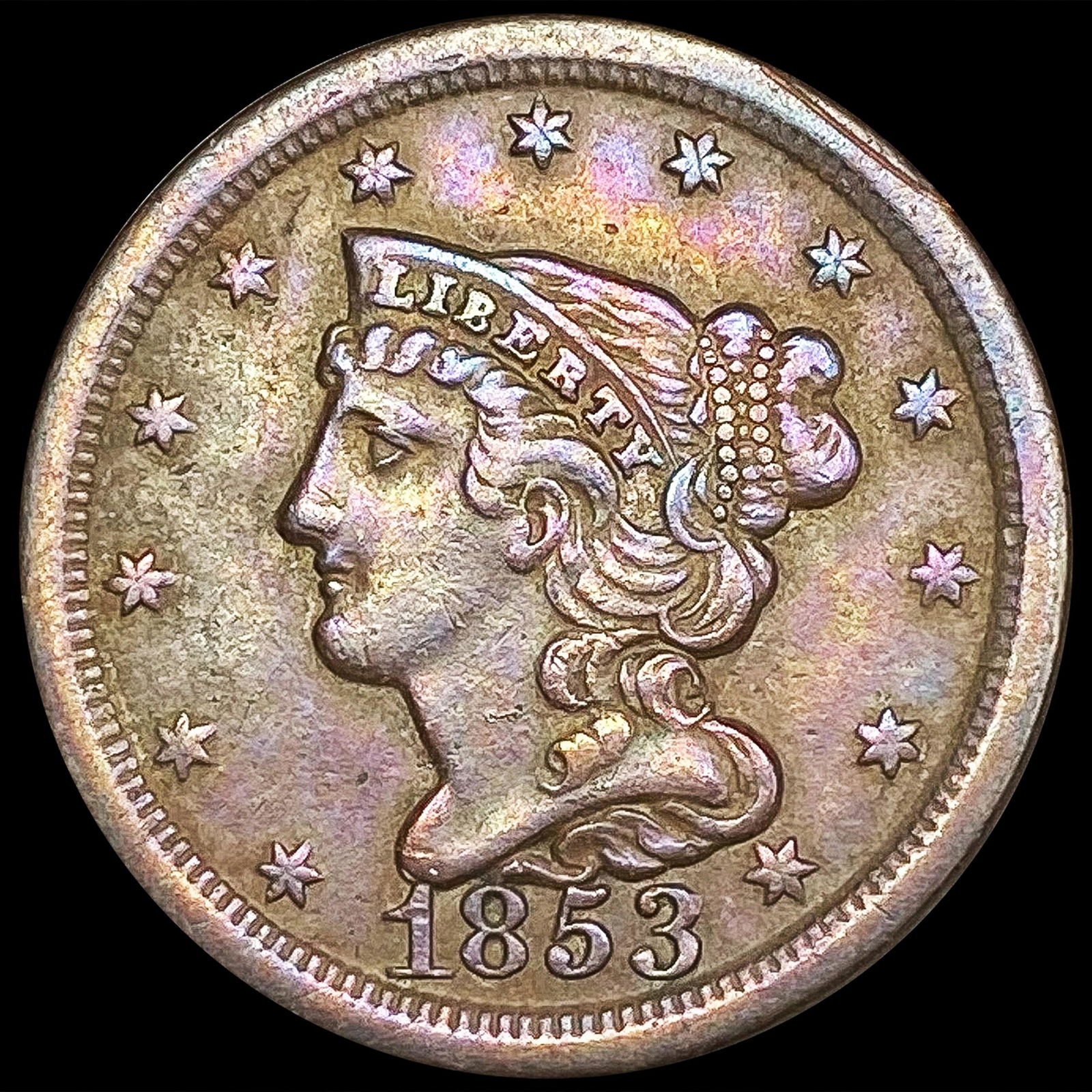 1853 Braided Hair Half Cent CLOSELY UNCIRCULATED (1 of 2)