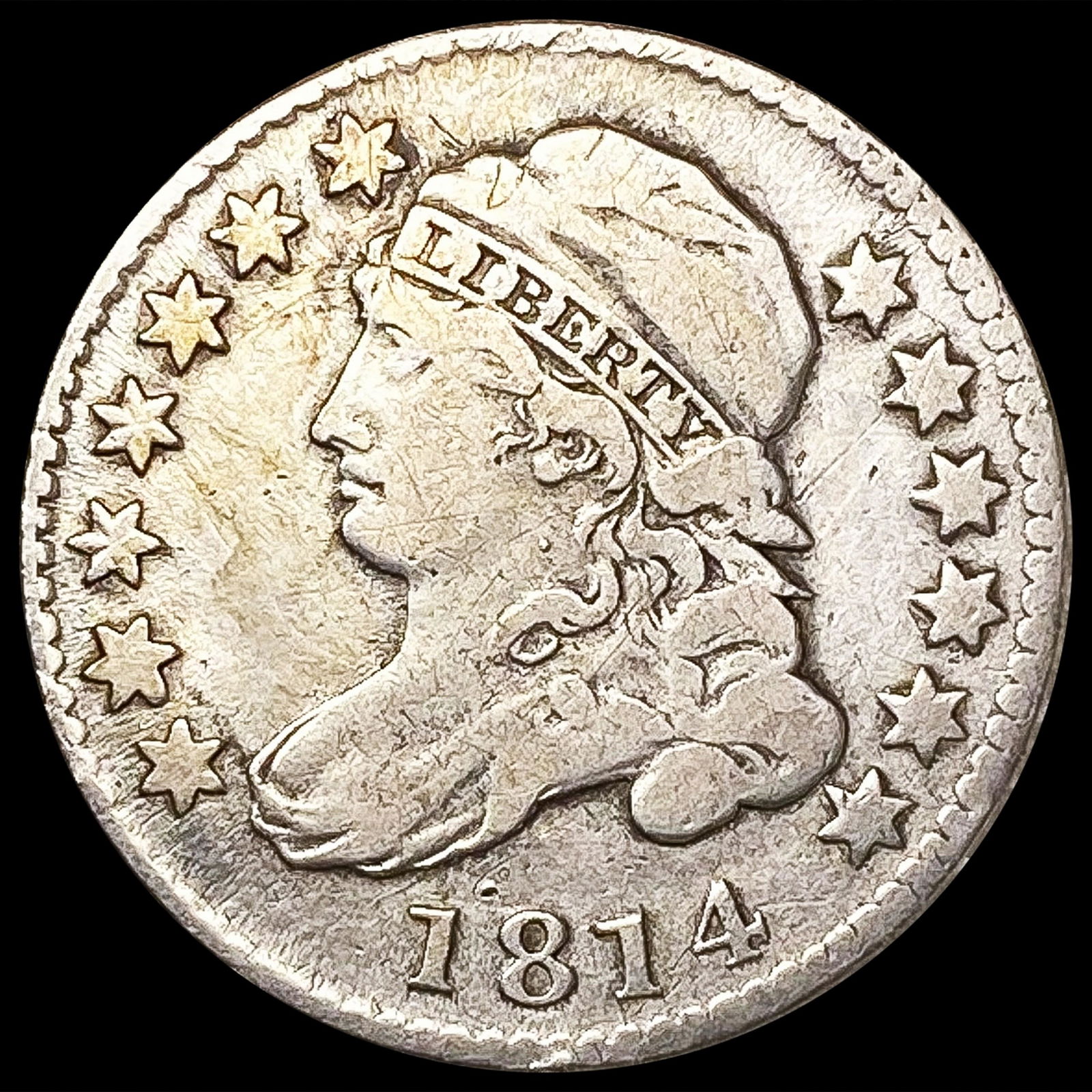 1814 Lg Date Capped Bust Dime NICELY CIRCULATED (1 of 2)