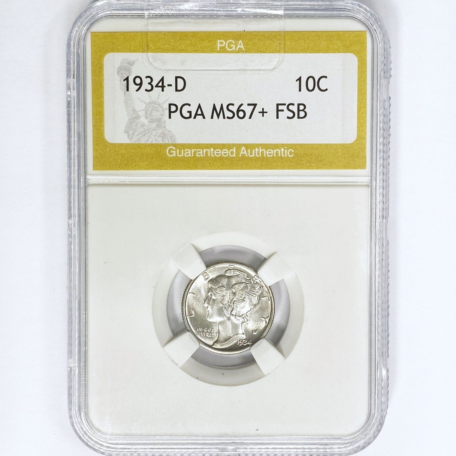 1934-D Mercury Silver Dime PGA MS67+ FSB (1 of 2)