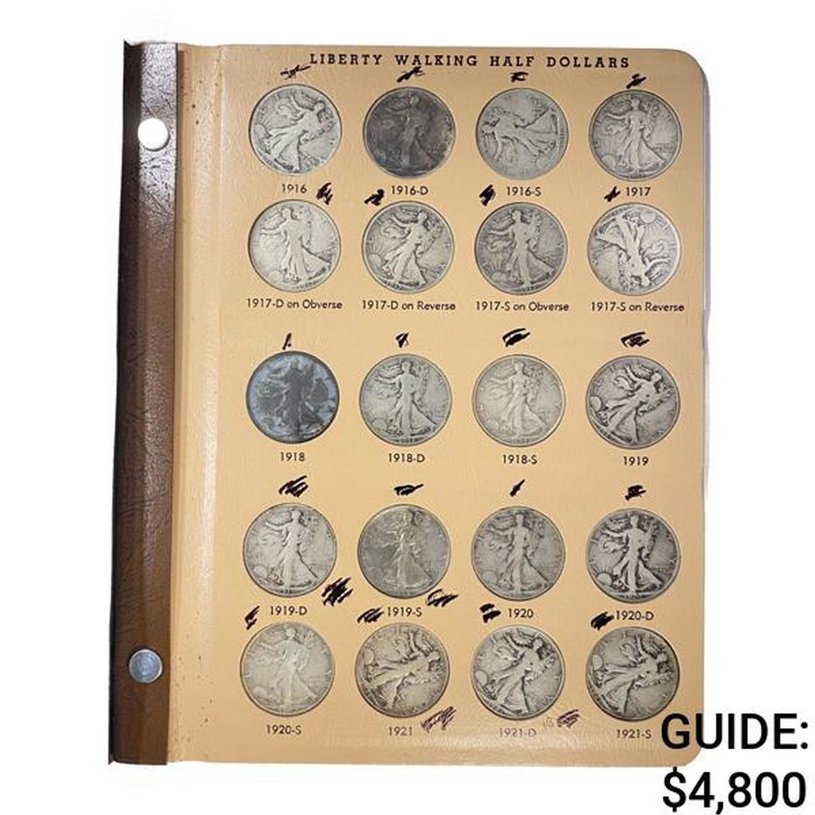 1916-1947 Walking Half Dollar Book (80 Coins) (1 of 9)