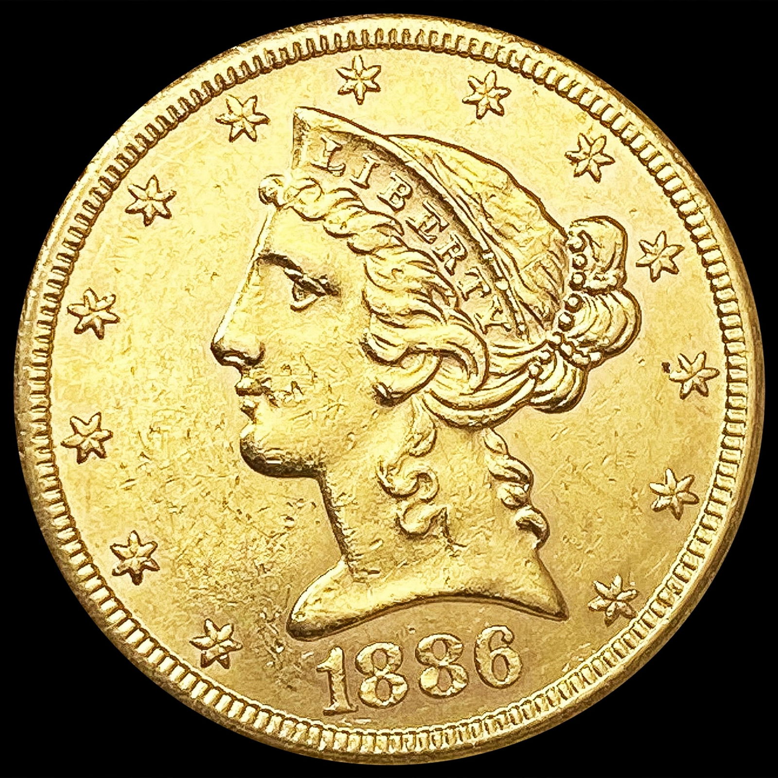 1886-S $5 Gold Half Eagle CLOSELY UNCIRCULATED (1 of 2)