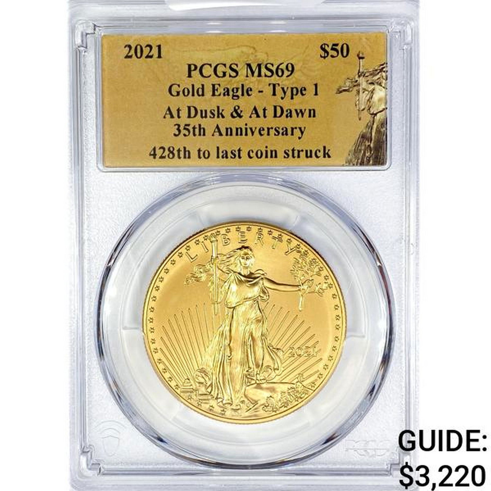 2021 US 1oz Gold $50 Eagle PCGS MS69 T1 35th Anniv (1 of 2)