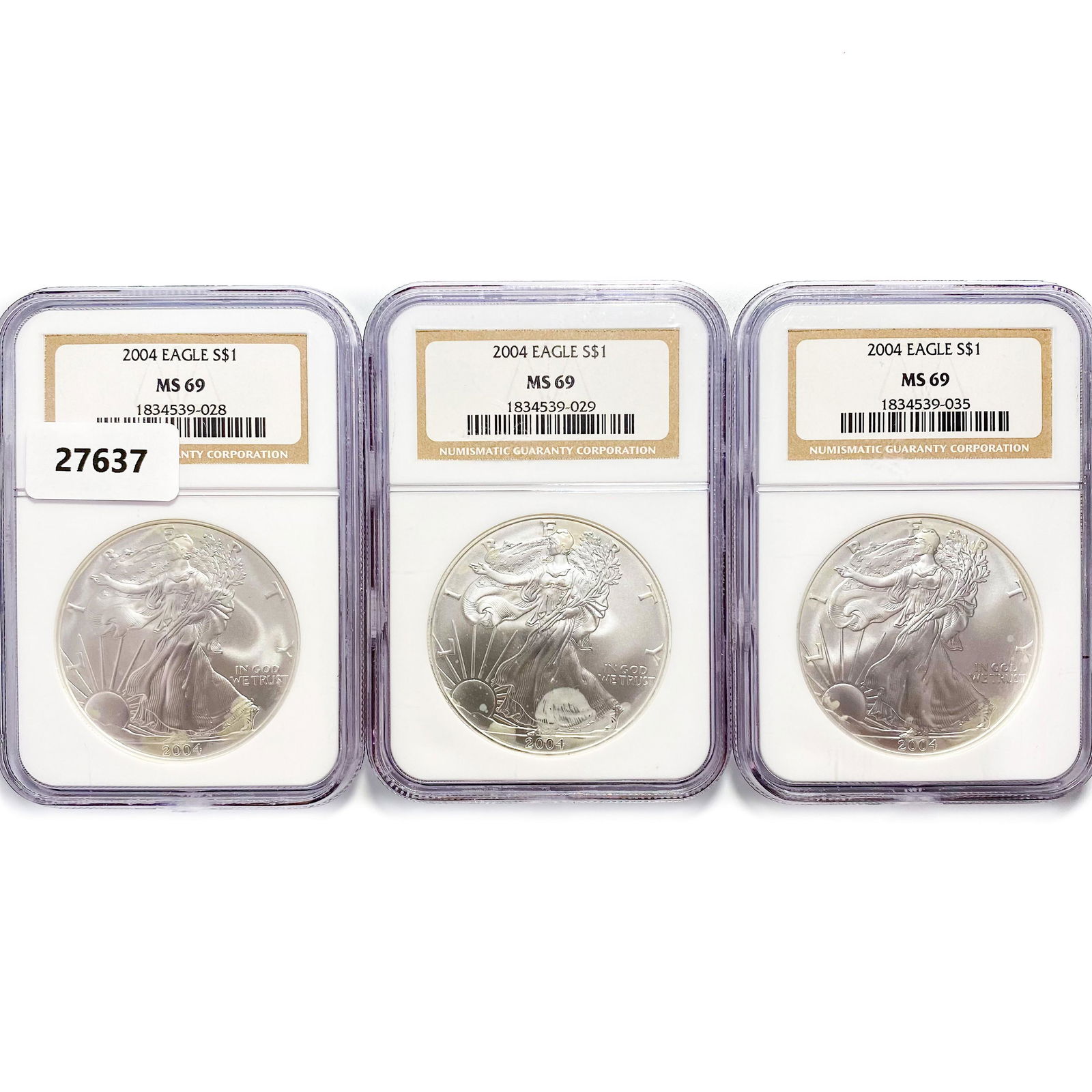 2004 Set (3) American Silver Eagles NGC MS69 (1 of 2)