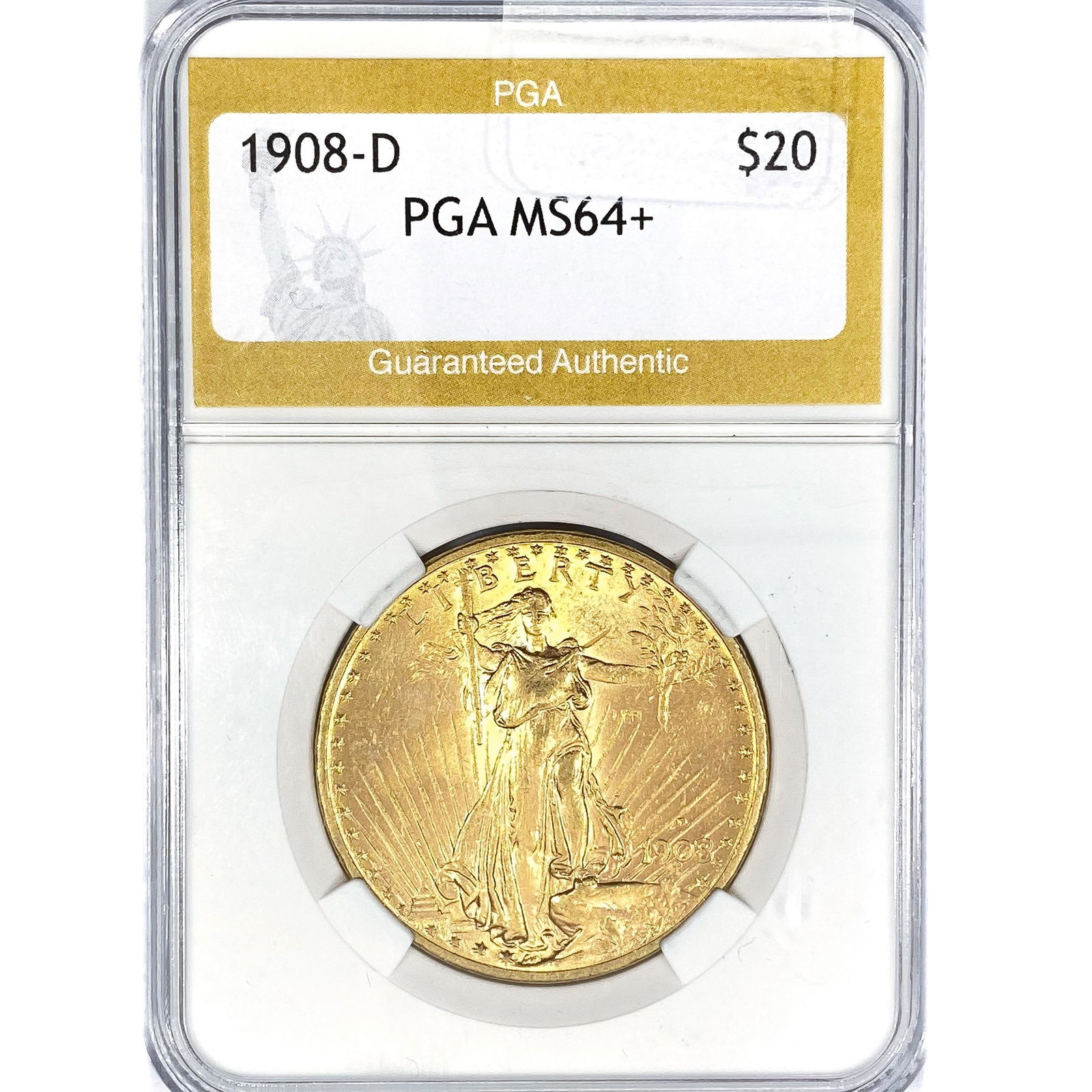 1908-D $20 Gold Double Eagle PGA MS64+ (1 of 2)