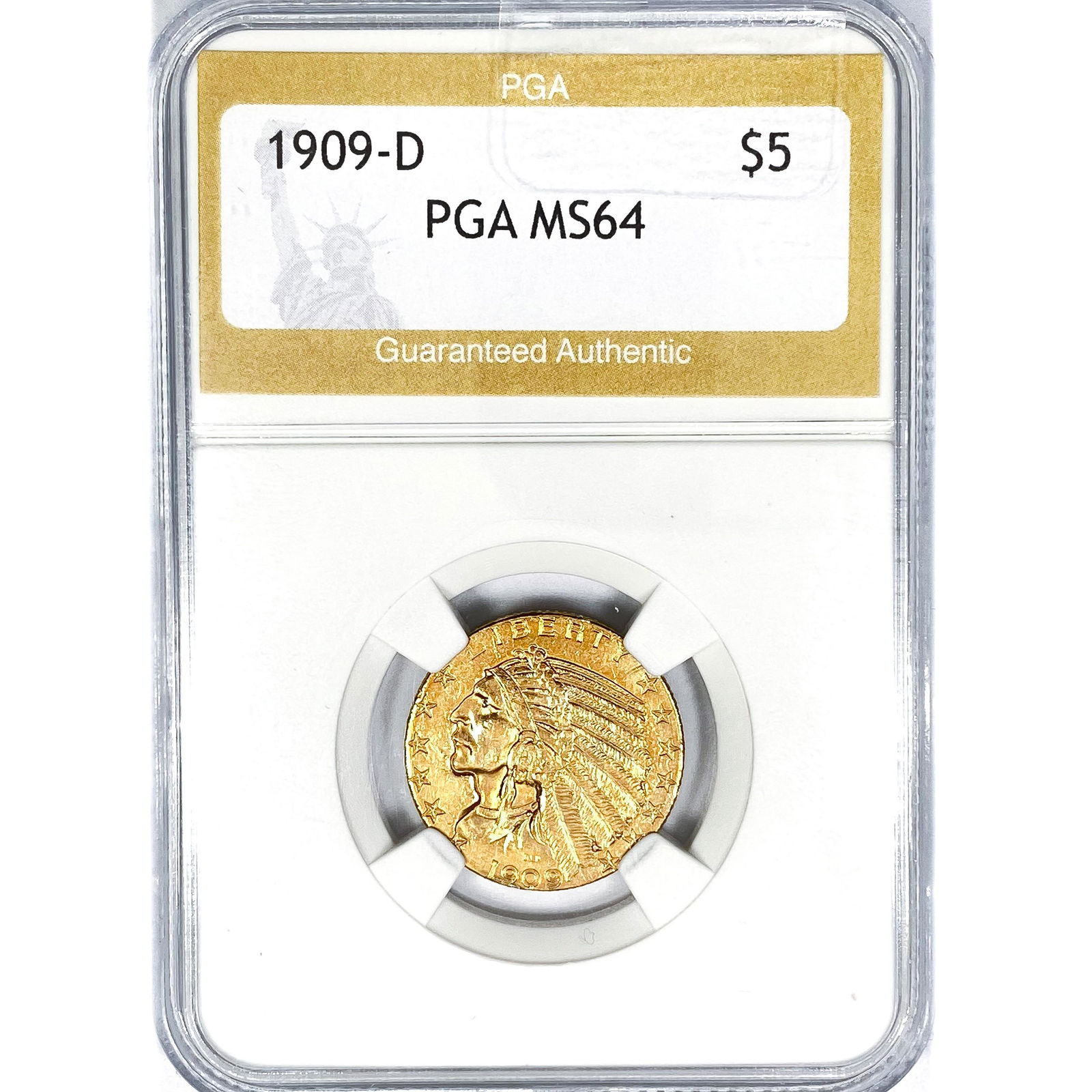 1909-D $5 Gold Half Eagle PGA MS64 (1 of 2)