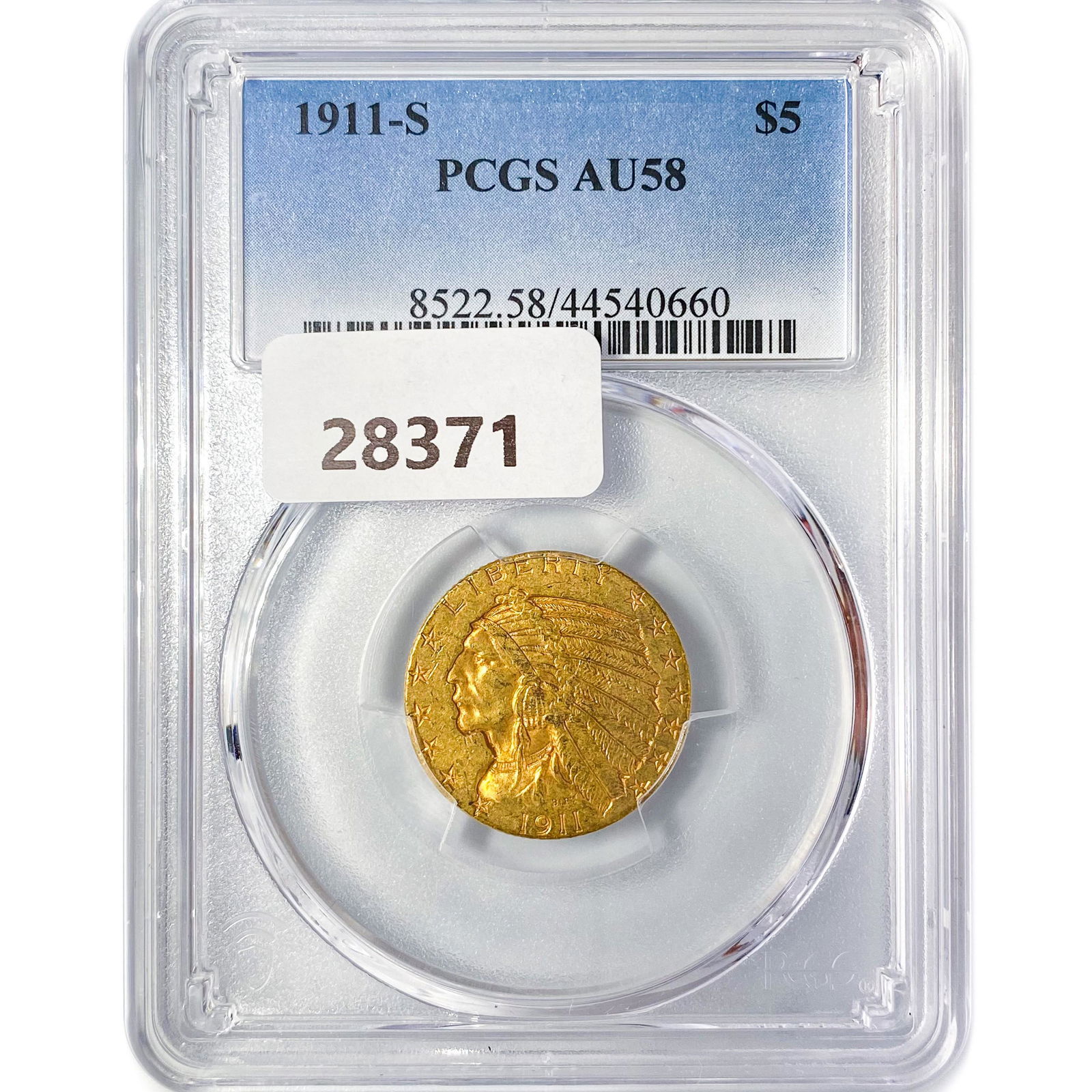 1911-S $5 Gold Half Eagle PCGS AU58 (1 of 2)