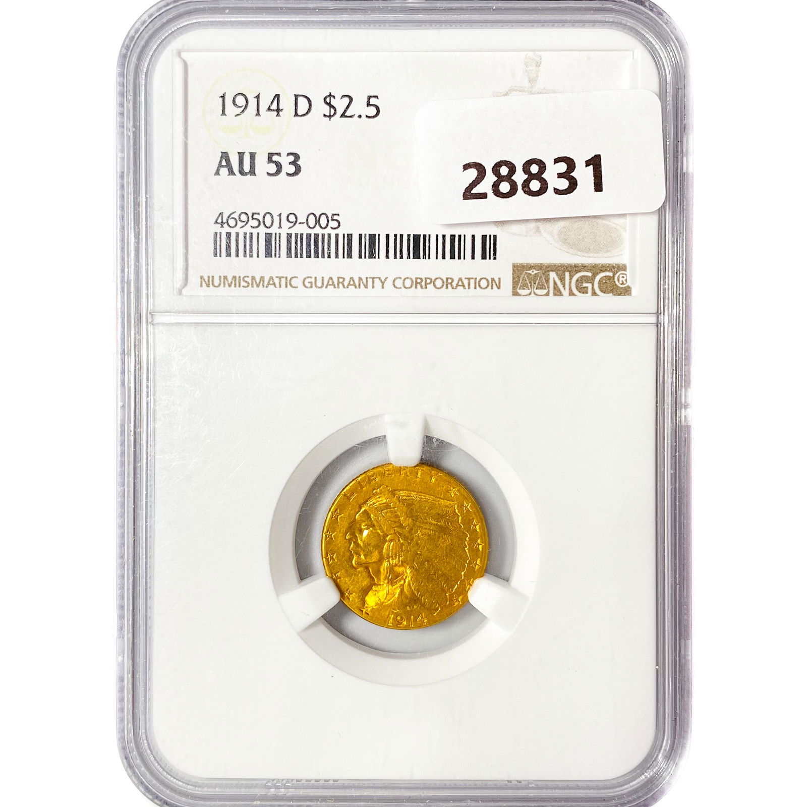 1914-D $2.50 Gold Quarter Eagle NGC AU53 (1 of 2)