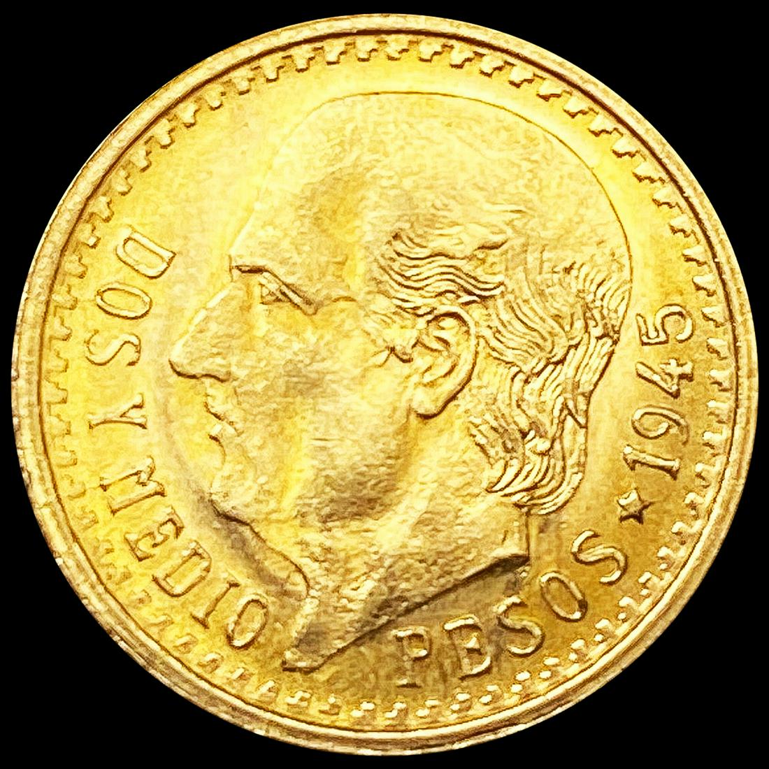 1945 Mexico .0603oz Gold 2 1/2 Pesos CHOICE BU: 1945 Mexico .0603oz Gold 2 1/2 Pesos CHOICE BU