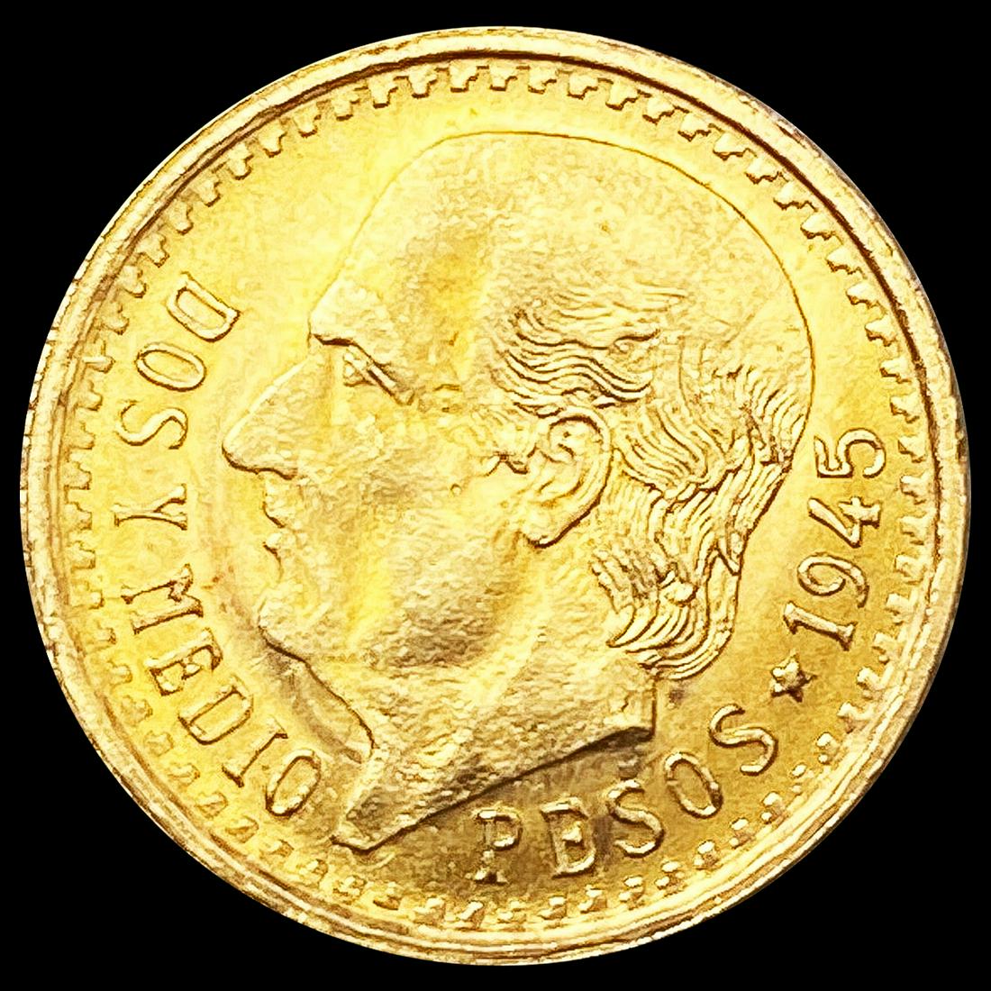 1945 Mexico .0603oz Gold 2 1/2 Pesos CHOICE BU: 1945 Mexico .0603oz Gold 2 1/2 Pesos CHOICE BU