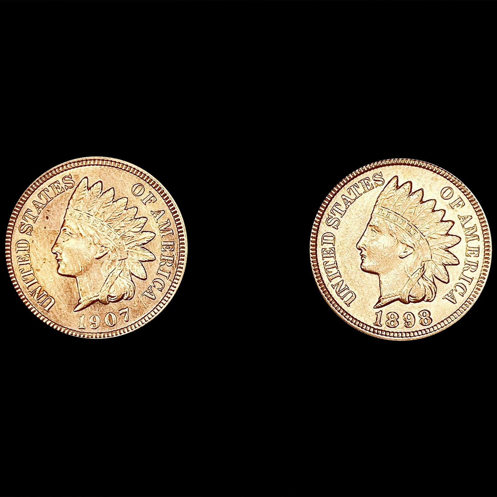 (2) Indian Head Cents (1898, 1907) UNCIRCULATED (1 of 2)