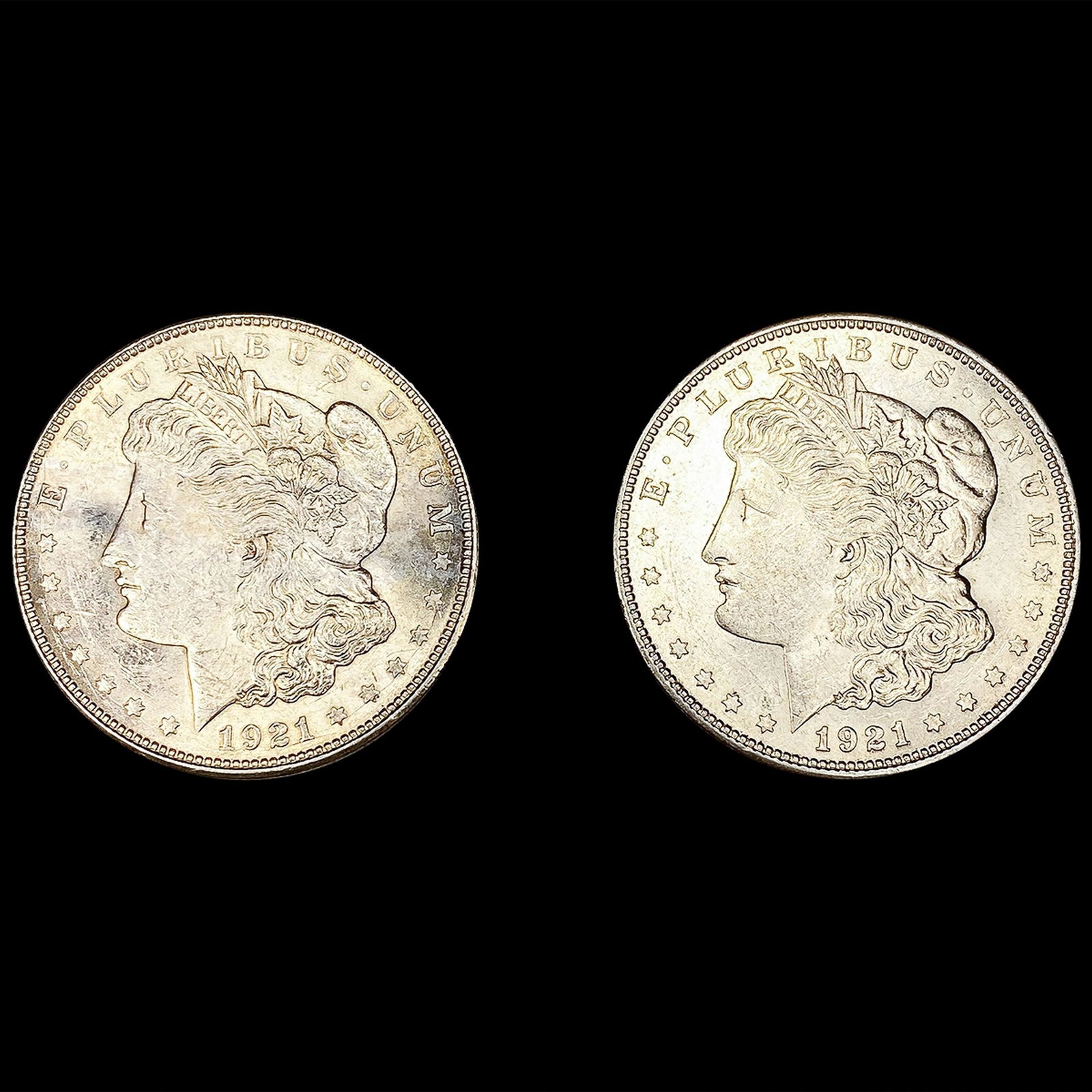 (2) 1921-D Morgan Silver Dollars UNCIRCULATED (1 of 2)