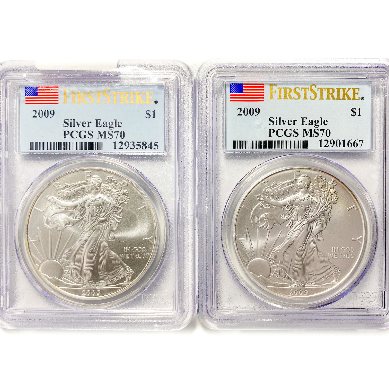 2009 Set (2) American Silver Eagles PCGS MS70 (1 of 2)