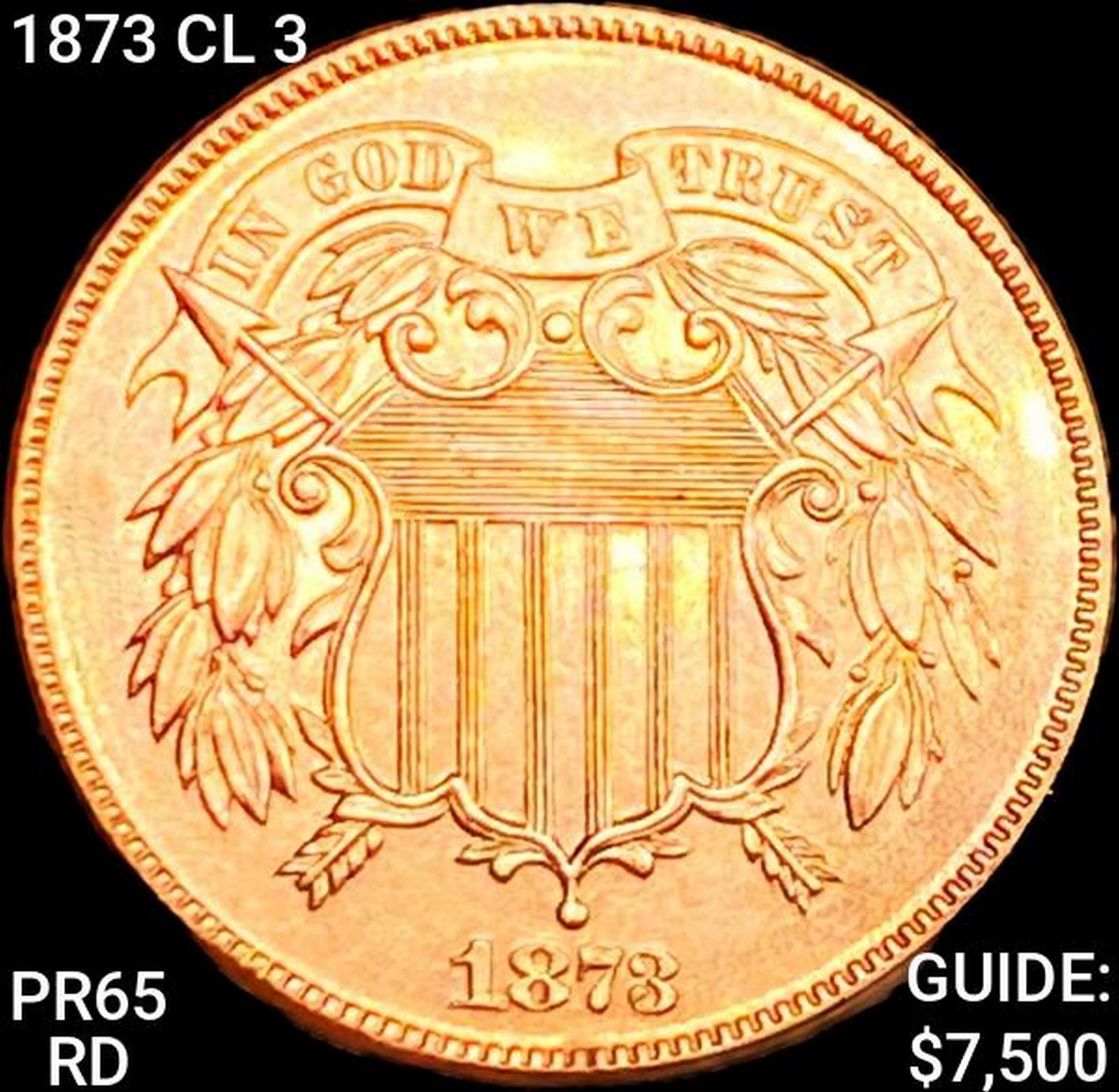 1873 CL 3 Two Cent Piece GEM BU RD (1 of 2)