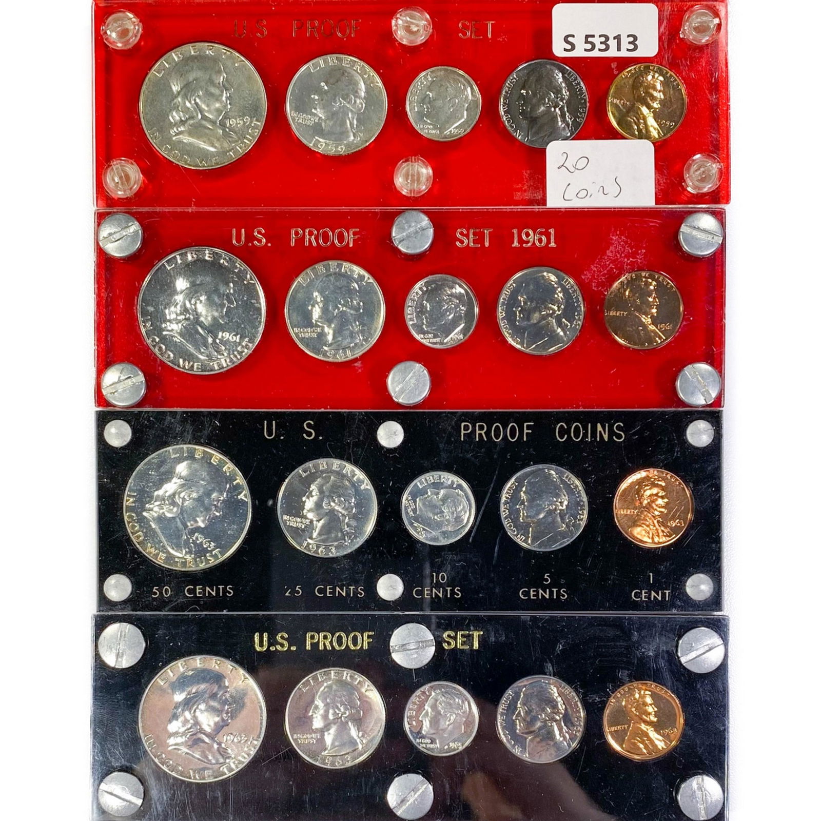 1959-1963 US Proof Coin Sets (20 Coins) (1 of 2)