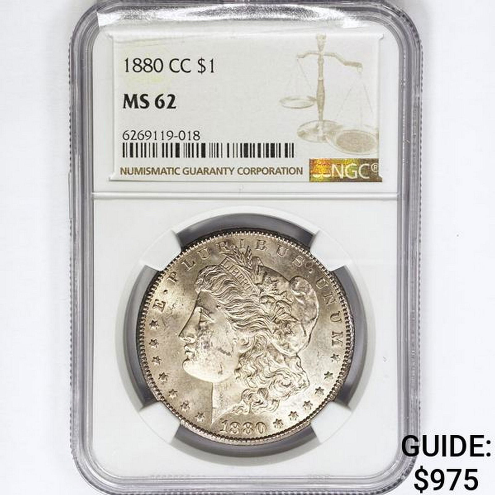 1880-CC Morgan Silver Dollar NGC MS62 (1 of 2)