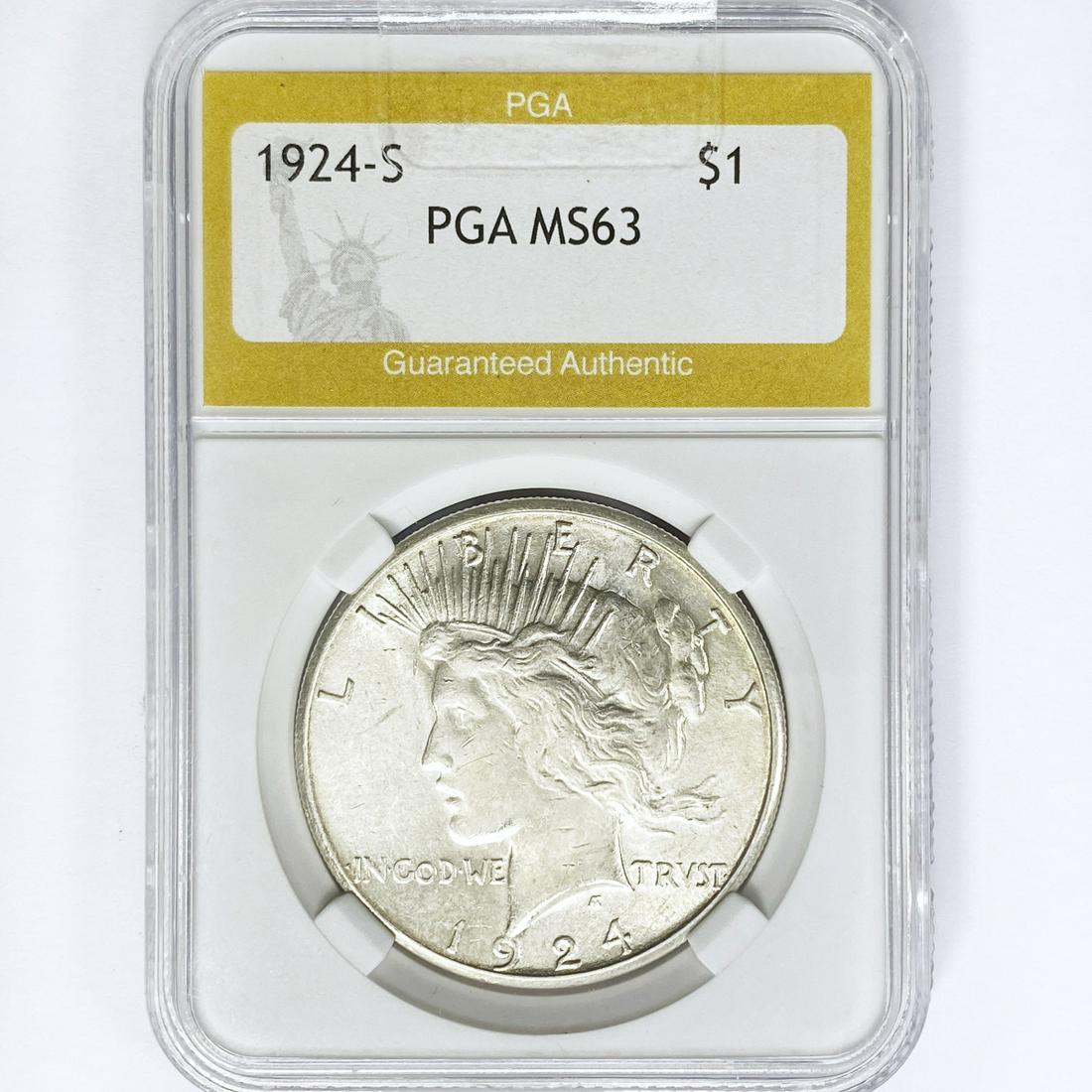 1924-S Silver Peace Dollar PGA MS63 (1 of 2)
