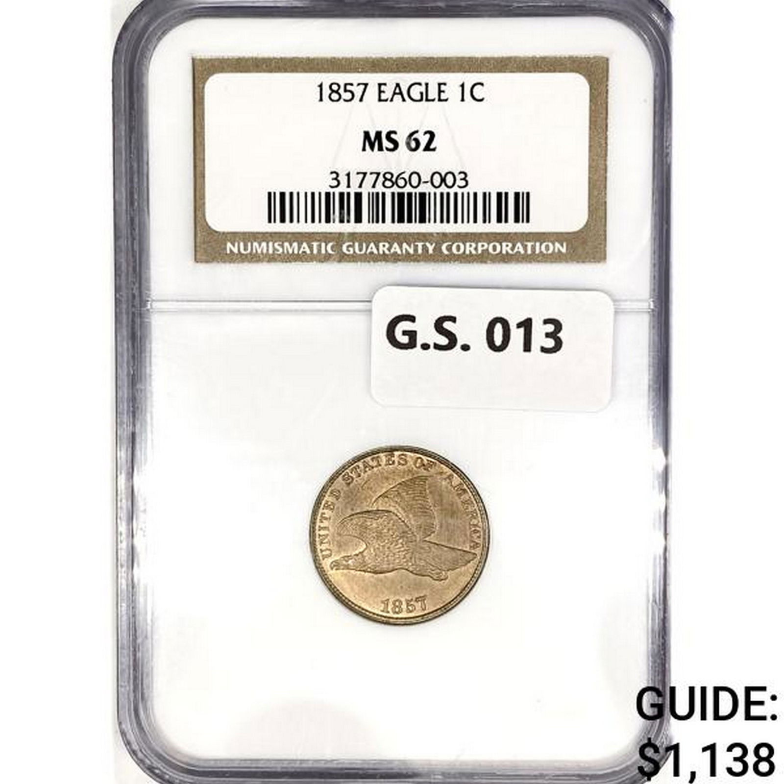 1857 Flying Eagle Cent NGC MS62 (1 of 2)